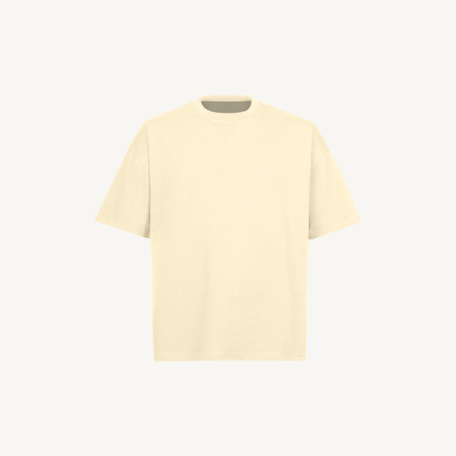 Cream Oversized Boxy Tee Mockups.