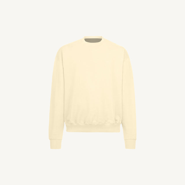 Cream Oversized Crewneck Sweater Mockups.