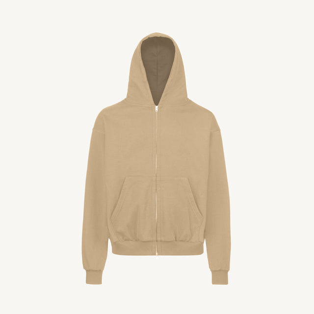 Croissant Oversized Zipped Hoodie Mockups.