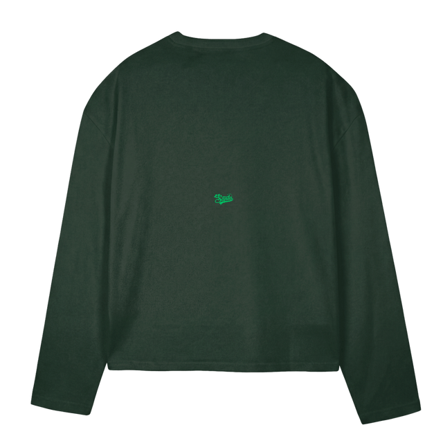 SANTATWOLONGLESEEVE_WGREEN Wild Green Oversized Boxy LS Tee.