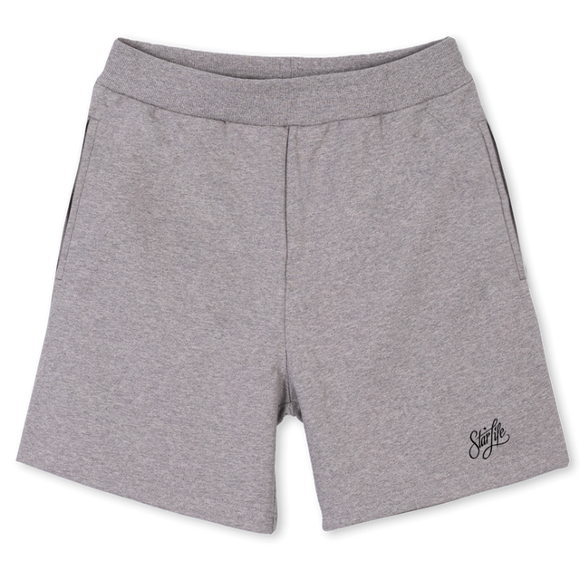 SHORTSLEFTLEG Grey Marl Relaxed Sweatshorts.
