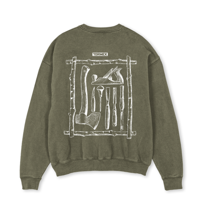 SKARPDIGSWEATOLIVEOS Vintage Olive Oversized Crewneck Sweater.