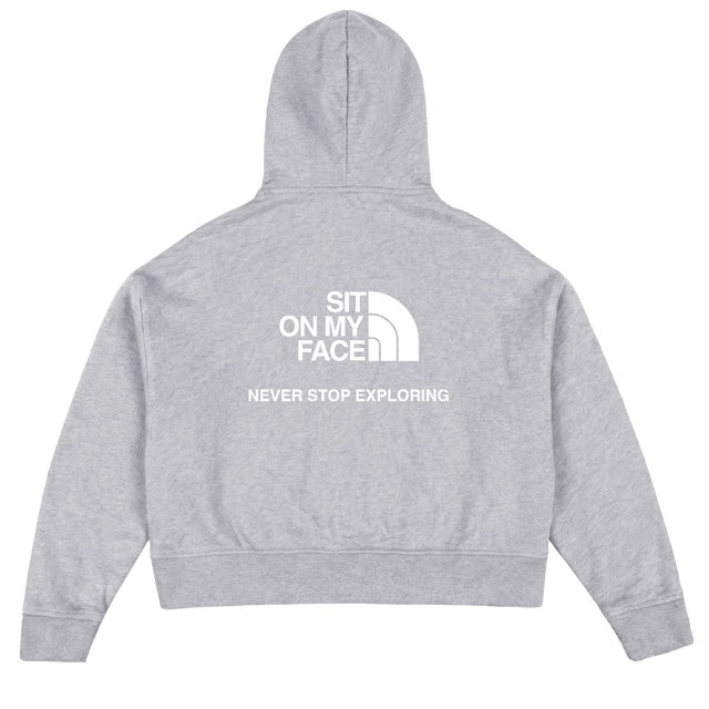 SITONMYFACEHOODGREY Light Grey Marl Oversized Boxy Hoodie.