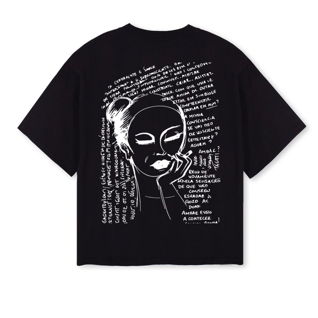 THELISBONTEE Black Oversized Boxy Tee.