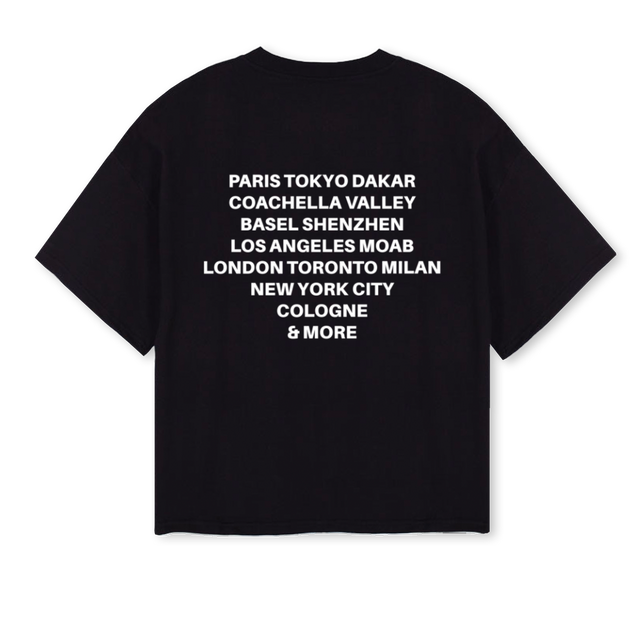 TOURKMERA Black Oversized Boxy Tee.