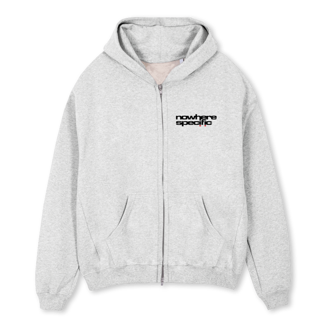 WORDMARKREDZIPUP Light Grey Marl Oversized Zipped Hoodie.