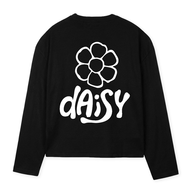 LSTEEDGTVET Black Oversized Boxy LS Tee.