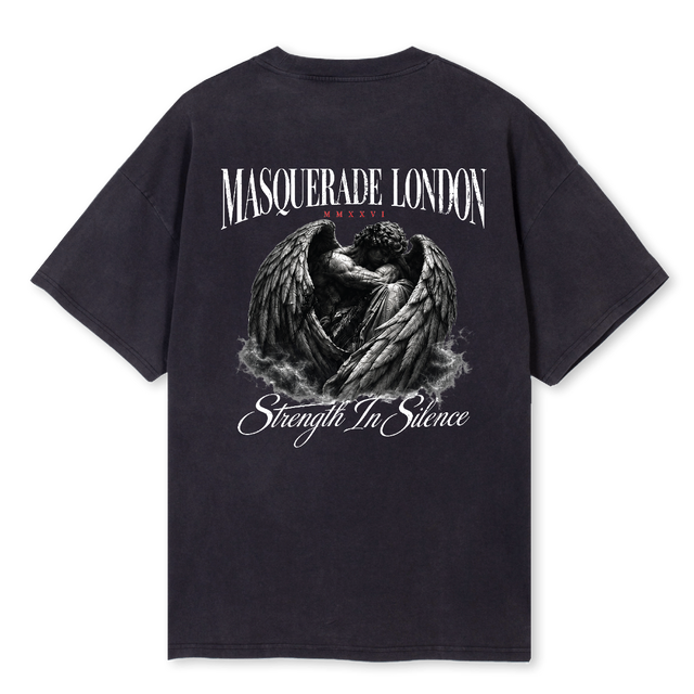 STRENGTH IN SILENCE Vintage Black Oversized Tee.
