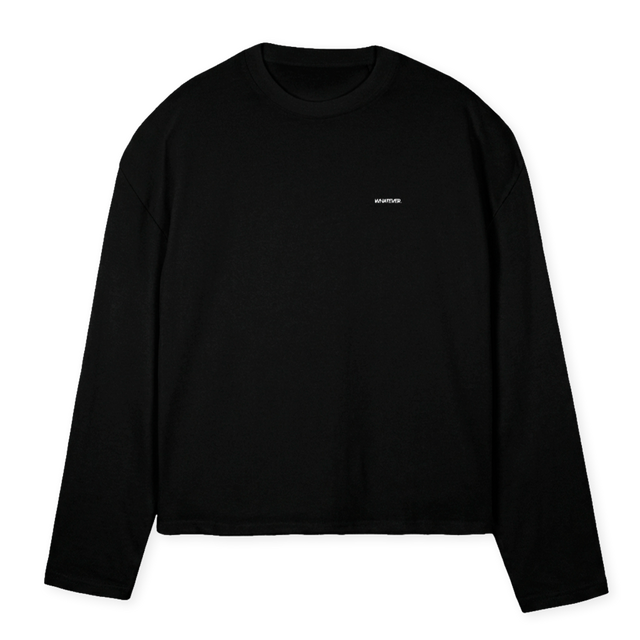 WHATEVER  Black Oversized Boxy LS Tee.