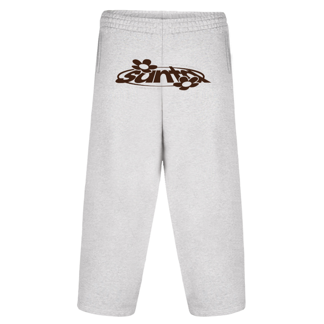 SANTAONEPANTA_LG Light Grey Marl Straight-Leg Baggy Sweatpants.