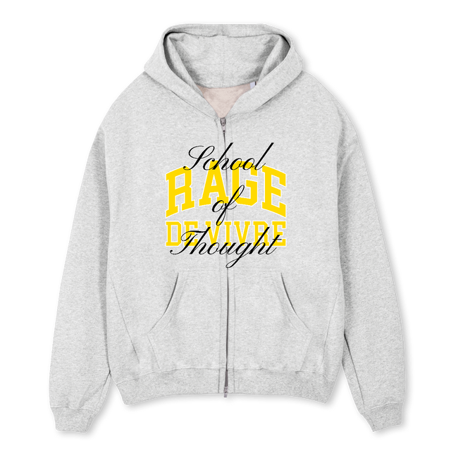 SCHOOLONE Light Grey Marl Oversized Zipped Hoodie.