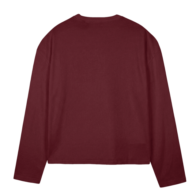 LONGLEO Burgundy Oversized Boxy LS Tee.
