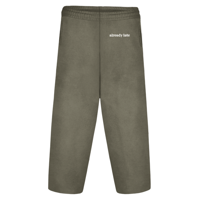 PANTALON CHANDAL Vintage Olive Straight-Leg Baggy Sweatpants.