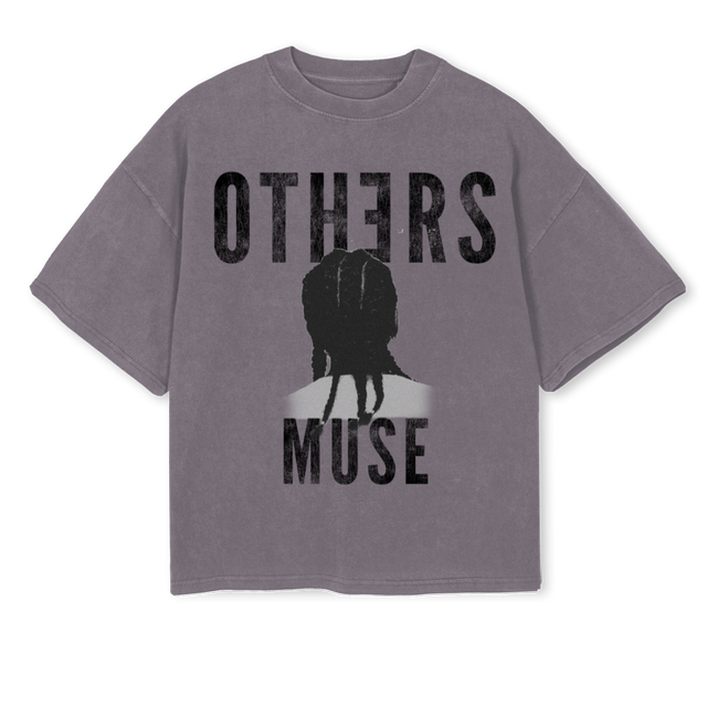 PIG BRAIDS Pigment Grey Oversized Boxy Tee.