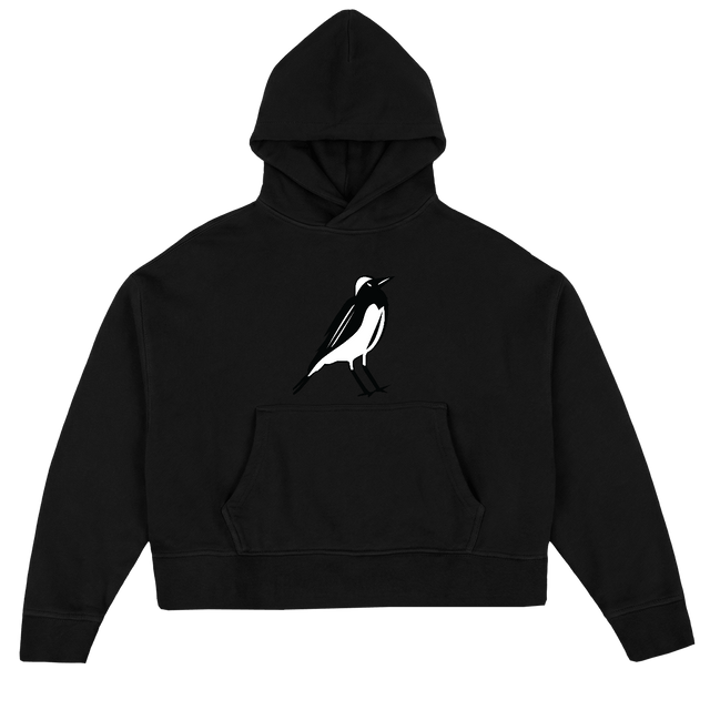 WAHGWANBIRD Black Oversized Boxy Hoodie.