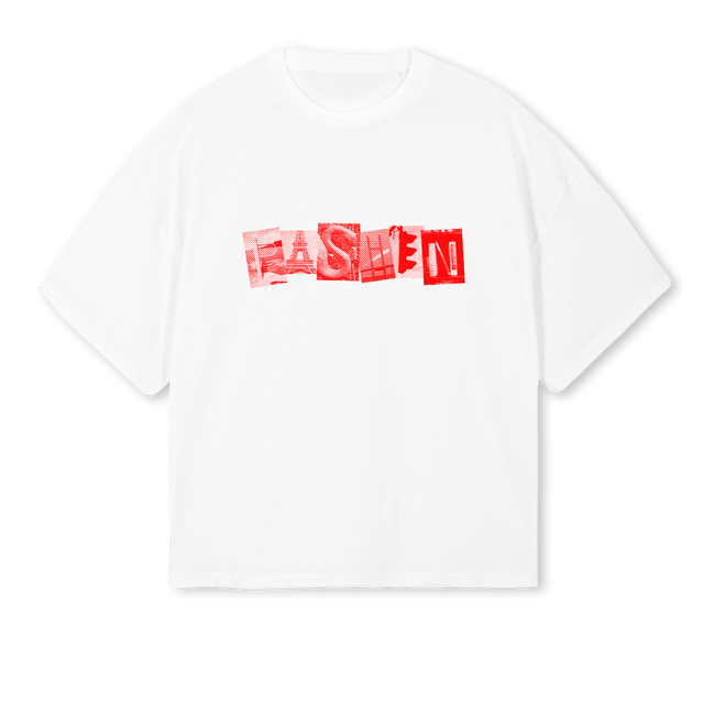 PHOTO DESIG White Oversized Boxy Tee.