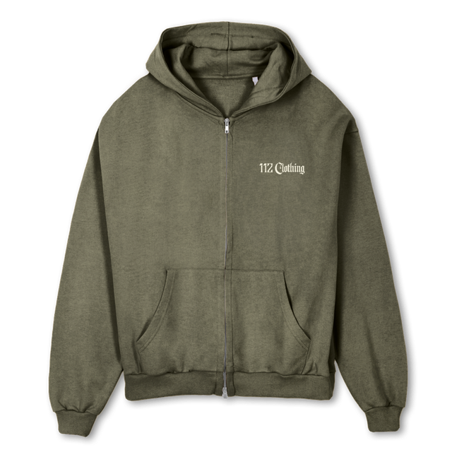 OLIVZIP  Vintage Olive Oversized Zipped Hoodie.