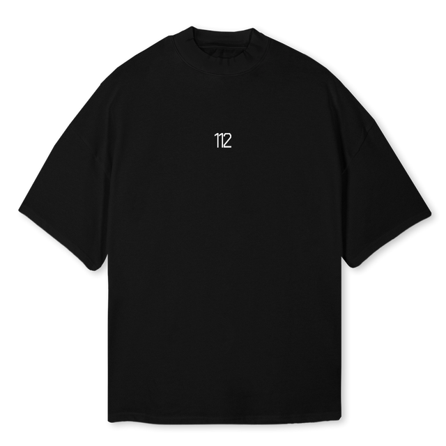 SPORT Black Oversized Mock Neck Tee.
