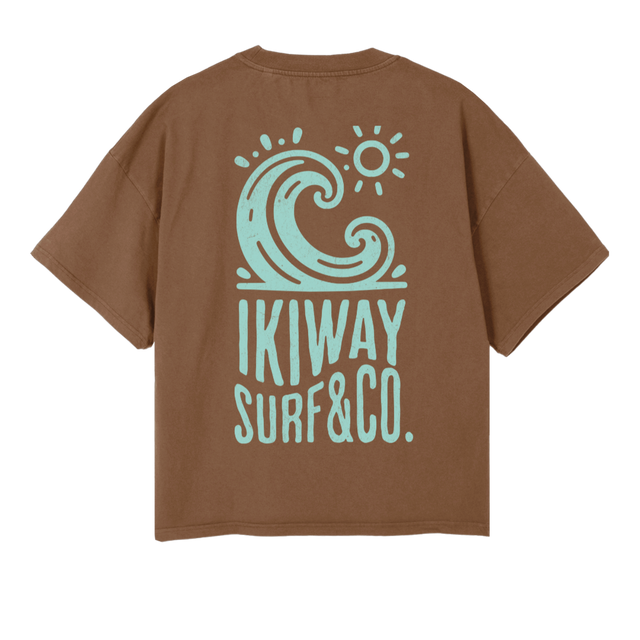 WAVE OBOXTEE BROWTU Vintage Tan Oversized Boxy Tee.