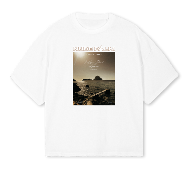 ESVEDRAIBIZA White Oversized Boxy Tee.