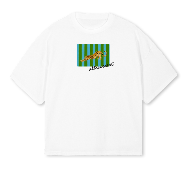 LEOPARDSHIRTVF White Oversized Boxy Tee.