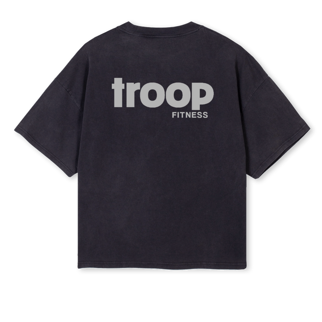 TROOPGREY Vintage Black Oversized Boxy Tee.