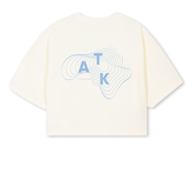 CREAMBLUETOPO Cream Cropped Oversized Tee.