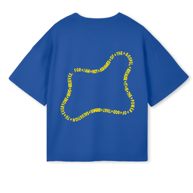ROMANSONESIXTEEN Cobalt Blue Oversized Boxy Tee.