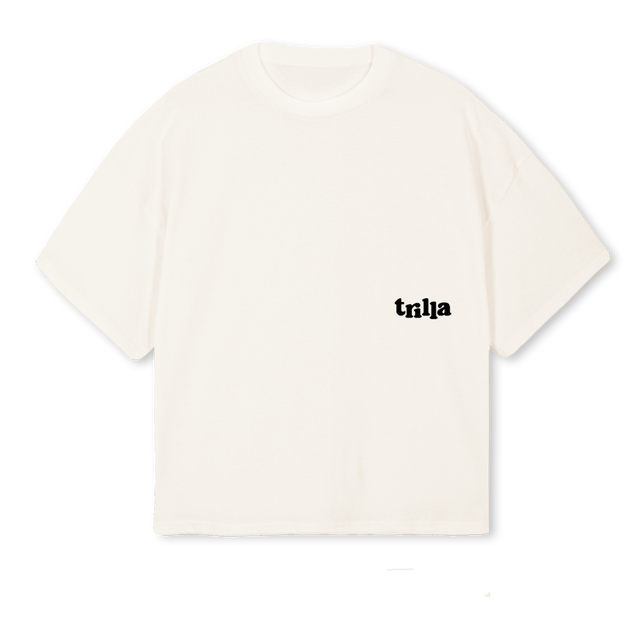 TRILLABTCTEE Vintage White Oversized Boxy Tee.