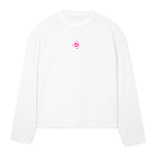 AMILOVE White Oversized Boxy LS Tee.