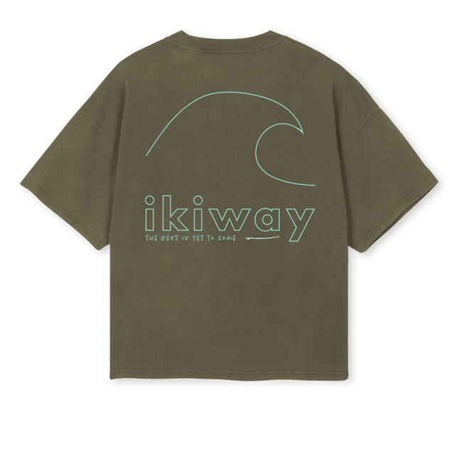 WAVE OBOXTEE VINTOLIVE Vintage Olive Oversized Boxy Tee.