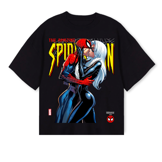 SPIDEY Black Oversized Boxy Tee.