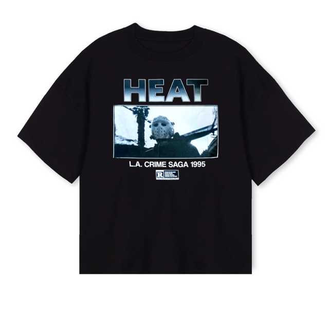 HEAT_BOXY Black Oversized Boxy Tee.