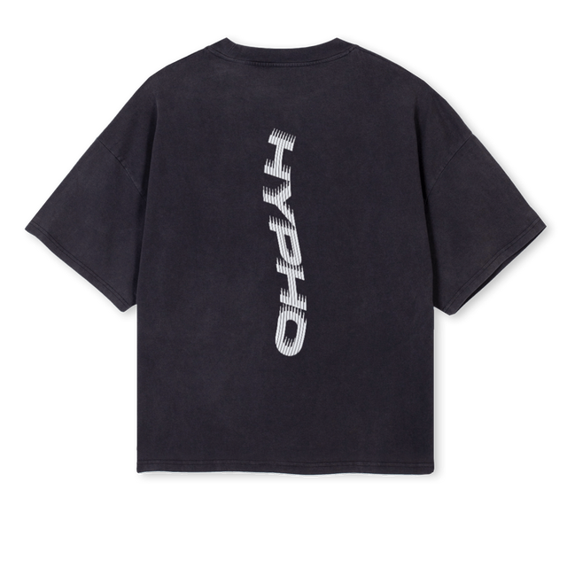 HYPHOCHROMEWAVE Vintage Black Oversized Boxy Tee.