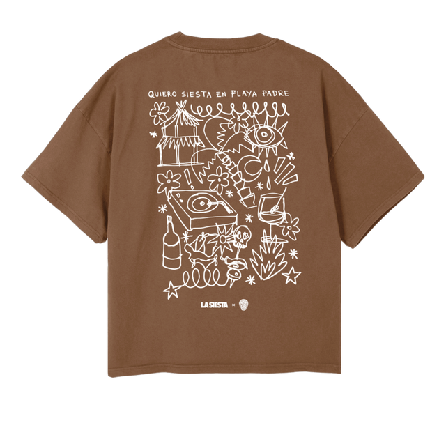 PLAYAPADRETWOSIX Vintage Tan Oversized Boxy Tee.