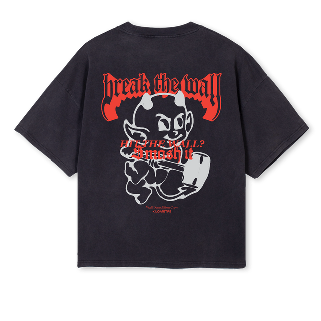 HITTHEWALLTSHIRT Vintage Black Oversized Boxy Tee.