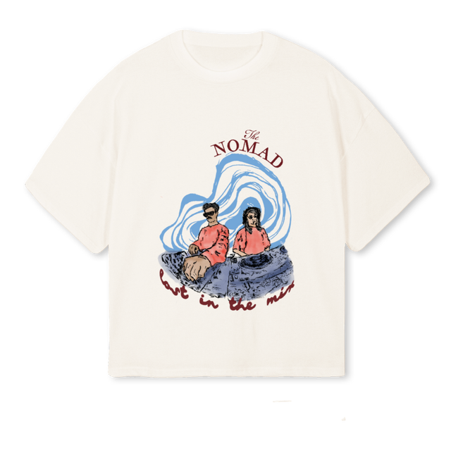 NOMADSUMMERPOPUP Vintage White Oversized Boxy Tee.