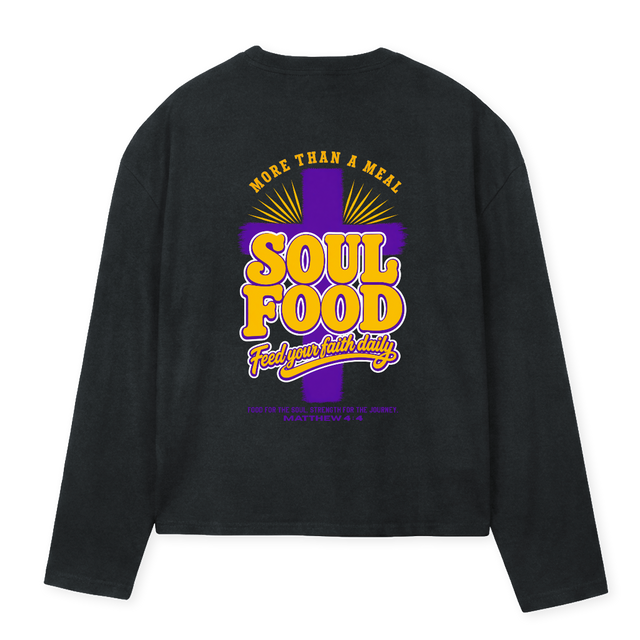SOULFOODBGOBLSLEEVE Vintage Black Oversized Boxy LS Tee.
