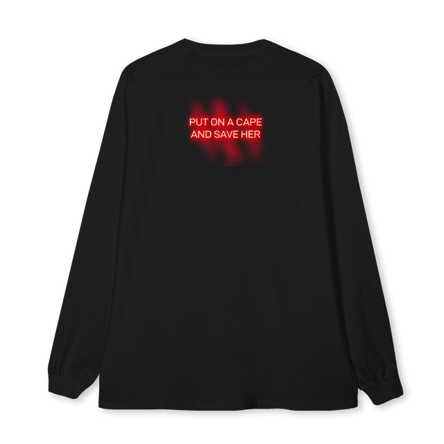 LEICESTER Black Oversized LS Tee.