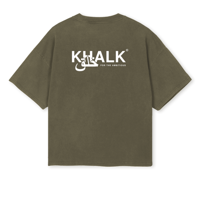 ZAYTOUN Vintage Olive Oversized Boxy Tee.