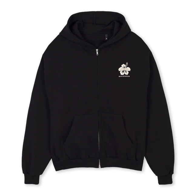 AAAAAAA Black Oversized Zipped Hoodie.