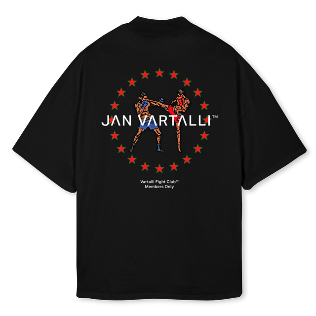 JVARTALLI THAICLUB Black Oversized Mock Neck Tee.