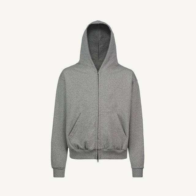 Grey Marl Oversized Zipped Hoodie Mockups.