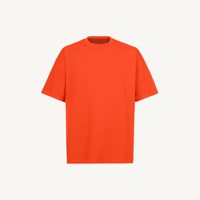 Hot Orange Oversized Tee Mockups.