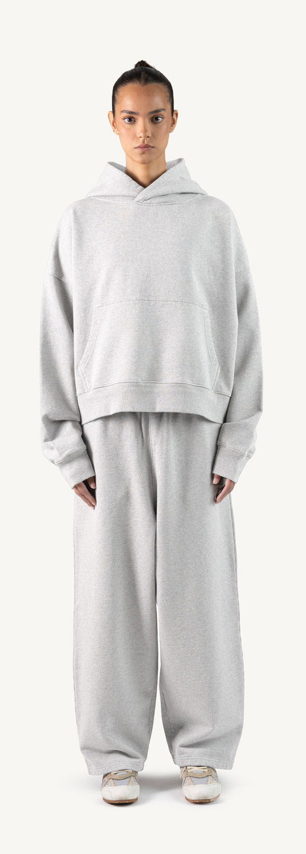 Light Grey Marl Oversized Boxy Hoodie.