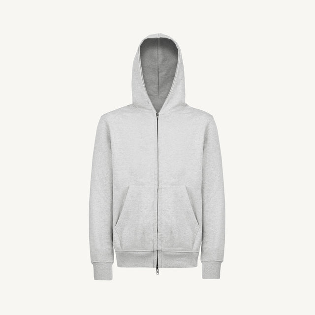 Light Grey Marl Regular Zipped Hoodie.