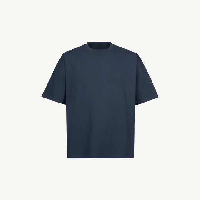 Navy Blue Oversized Boxy Tee Mockups.