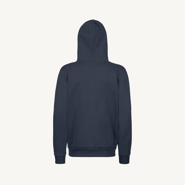 Navy Blue Regular Zipped Hoodie.