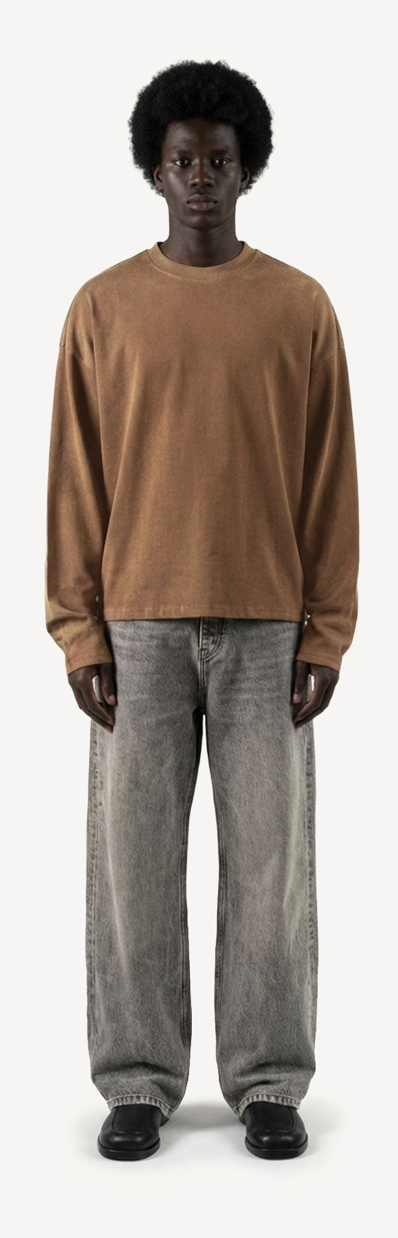 Vintage Tan Oversized Boxy LS Tee.