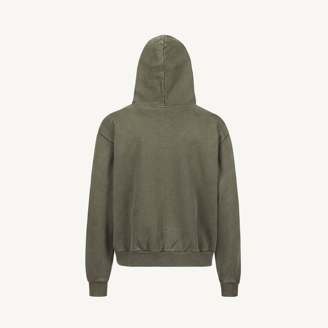 Vintage Olive Oversized Zipped Hoodie.